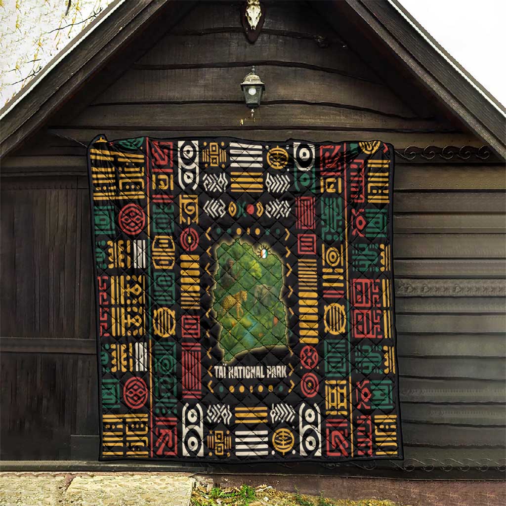 Ivory Coast Quilt Tai National Park Wildlife Map - African Pride