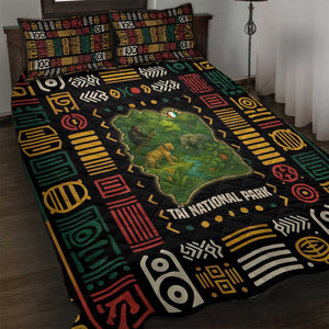 Ivory Coast Quilt Bed Set Tai National Park Wildlife Map - African Pride