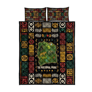 Ivory Coast Quilt Bed Set Tai National Park Wildlife Map - African Pride