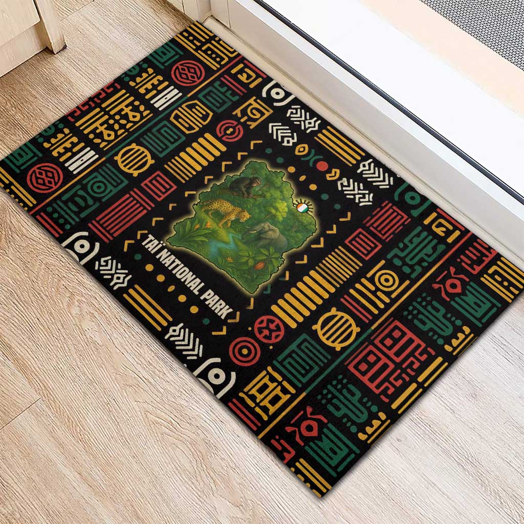 Ivory Coast Rubber Doormat Tai National Park Wildlife Map - African Pride