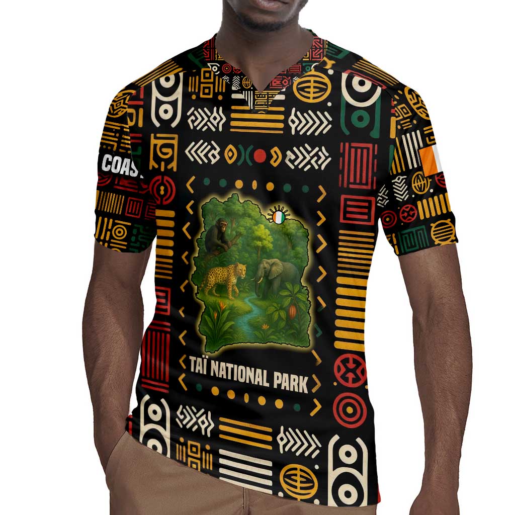Ivory Coast Rugby Jersey Tai National Park Wildlife Map - African Pride