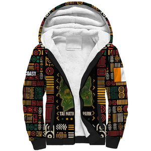 Ivory Coast Sherpa Hoodie Tai National Park Wildlife Map - African Pride