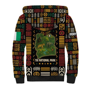 Ivory Coast Sherpa Hoodie Tai National Park Wildlife Map - African Pride