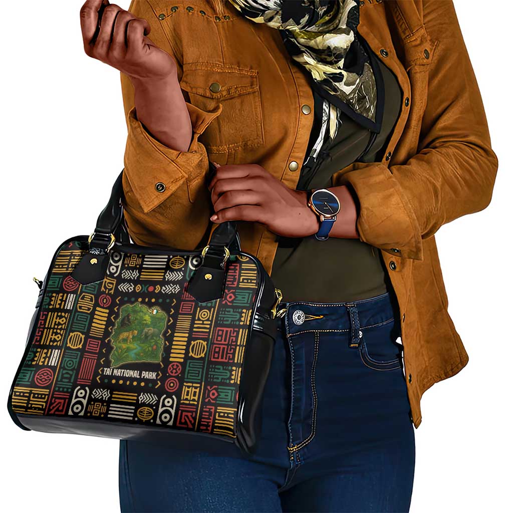 Ivory Coast Shoulder Handbag Tai National Park Wildlife Map - African Pride
