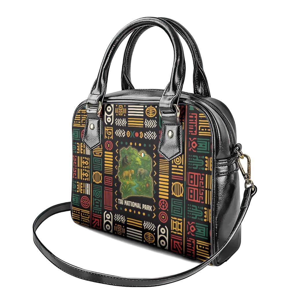 Ivory Coast Shoulder Handbag Tai National Park Wildlife Map - African Pride