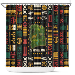 Ivory Coast Shower Curtain Tai National Park Wildlife Map - African Pride