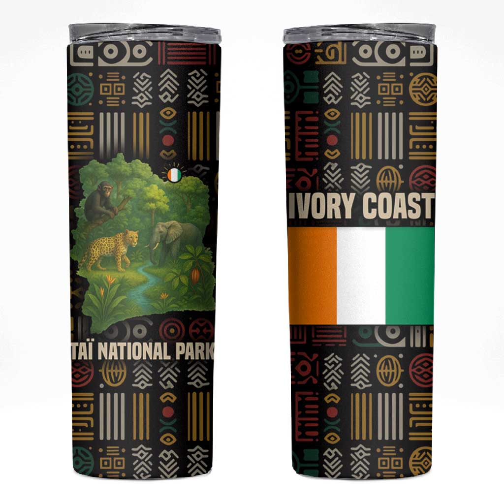 Ivory Coast Skinny Tumbler Tai National Park Wildlife Map - African Pride