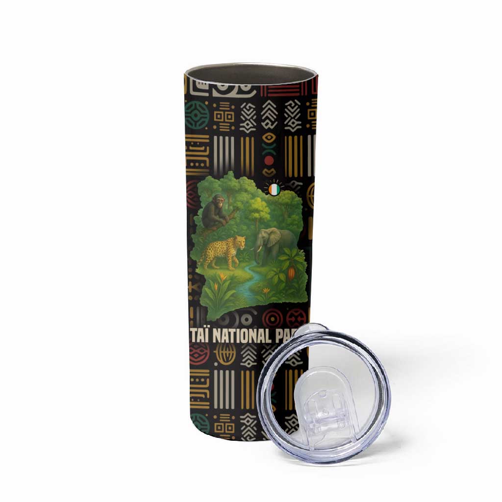 Ivory Coast Skinny Tumbler Tai National Park Wildlife Map - African Pride