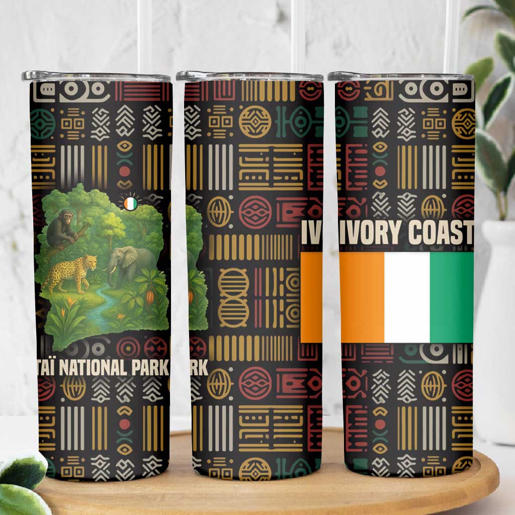 Ivory Coast Skinny Tumbler Tai National Park Wildlife Map - African Pride