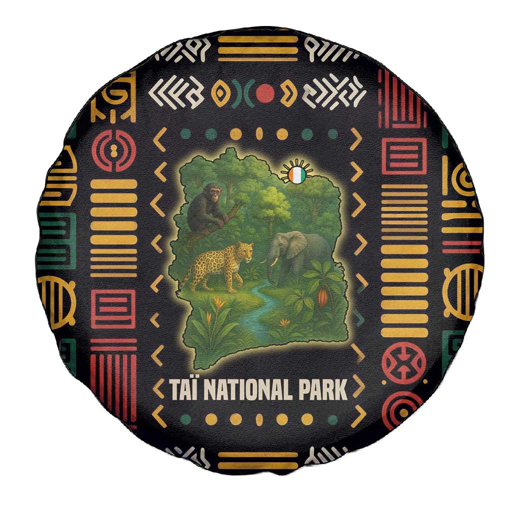 Ivory Coast Spare Tire Cover Tai National Park Wildlife Map - African Pride