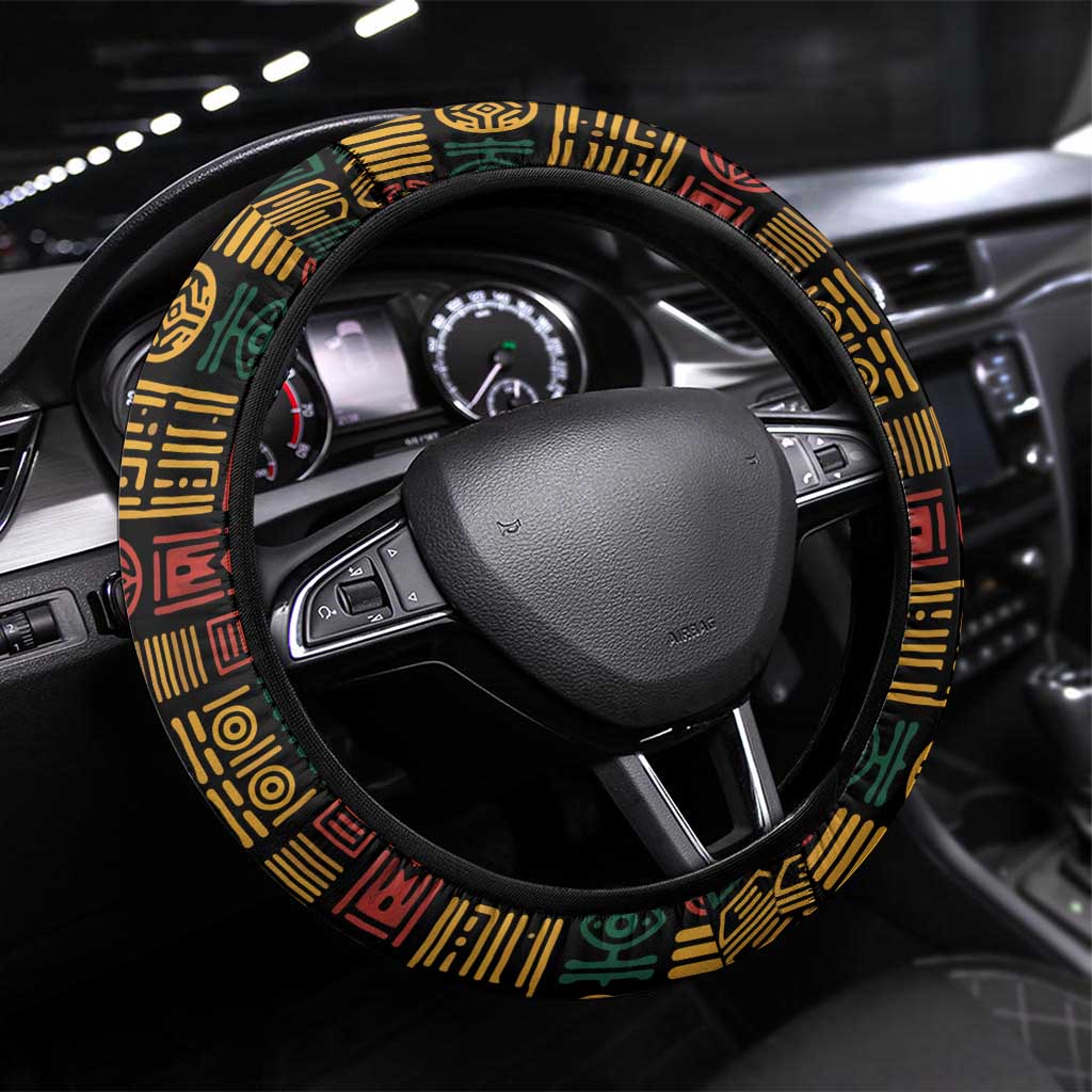 Ivory Coast Steering Wheel Cover Tai National Park Wildlife Map - African Pride