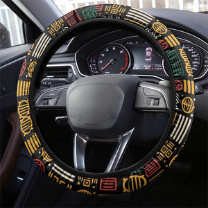 Ivory Coast Steering Wheel Cover Tai National Park Wildlife Map - African Pride