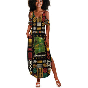 Ivory Coast Summer Maxi Dress Tai National Park Wildlife Map - African Pride