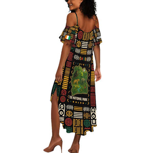 Ivory Coast Summer Maxi Dress Tai National Park Wildlife Map - African Pride