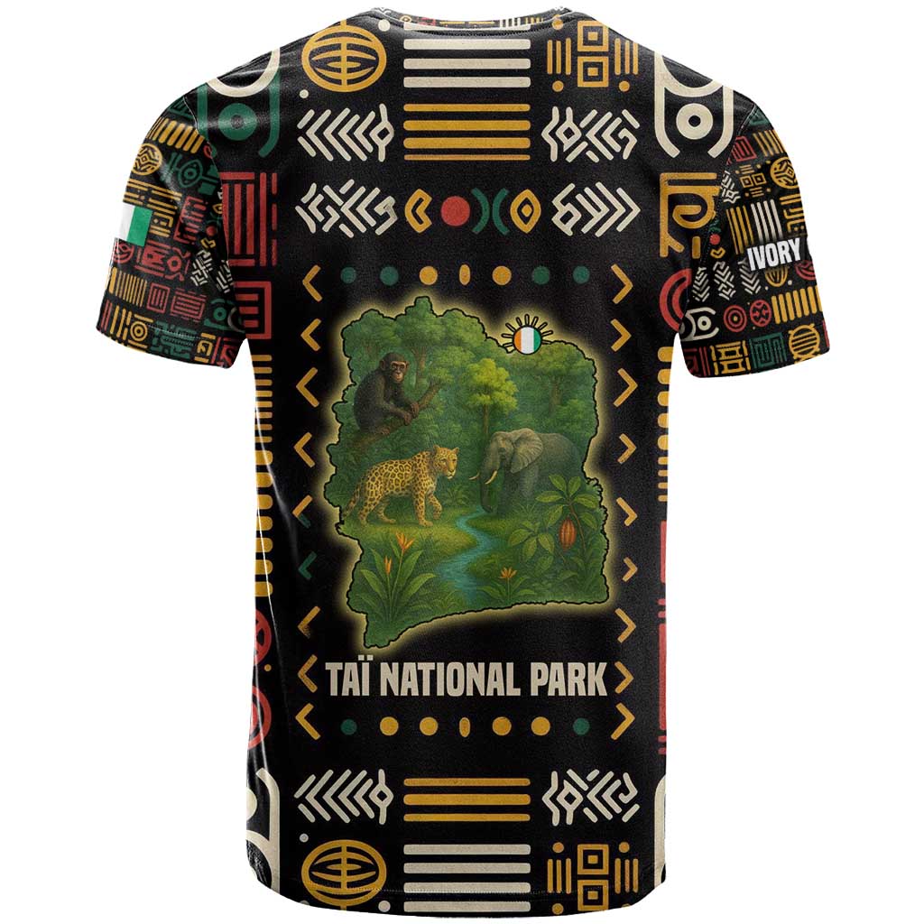 Ivory Coast T shirt Tai National Park Wildlife Map - African Pride
