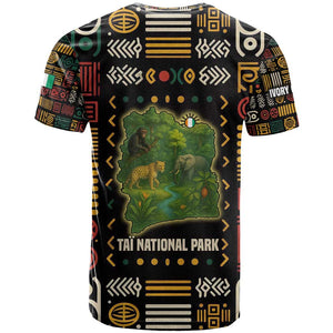 Ivory Coast T shirt Tai National Park Wildlife Map - African Pride