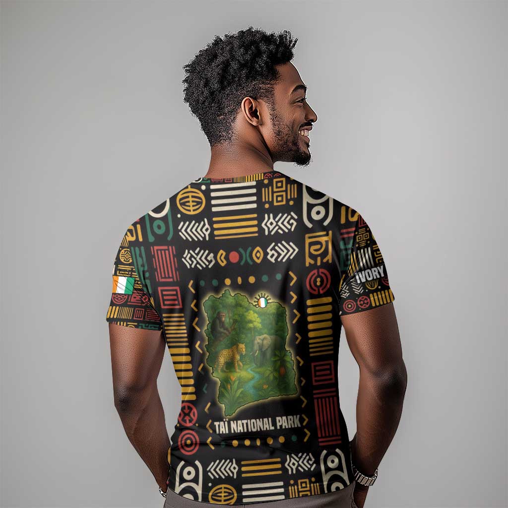 Ivory Coast T shirt Tai National Park Wildlife Map - African Pride