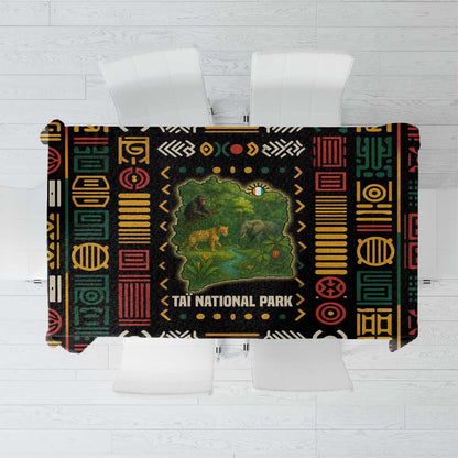 Ivory Coast Tablecloth Tai National Park Wildlife Map - African Pride