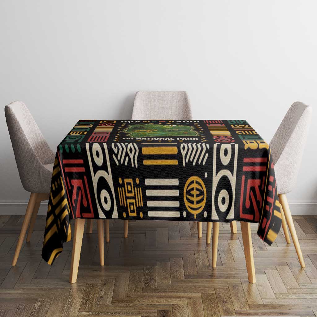 Ivory Coast Tablecloth Tai National Park Wildlife Map - African Pride