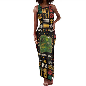 Ivory Coast Tank Maxi Dress Tai National Park Wildlife Map - African Pride