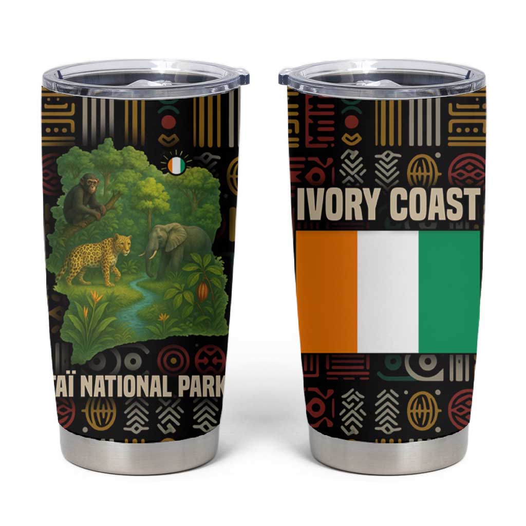 Ivory Coast Tumbler Cup Tai National Park Wildlife Map - African Pride