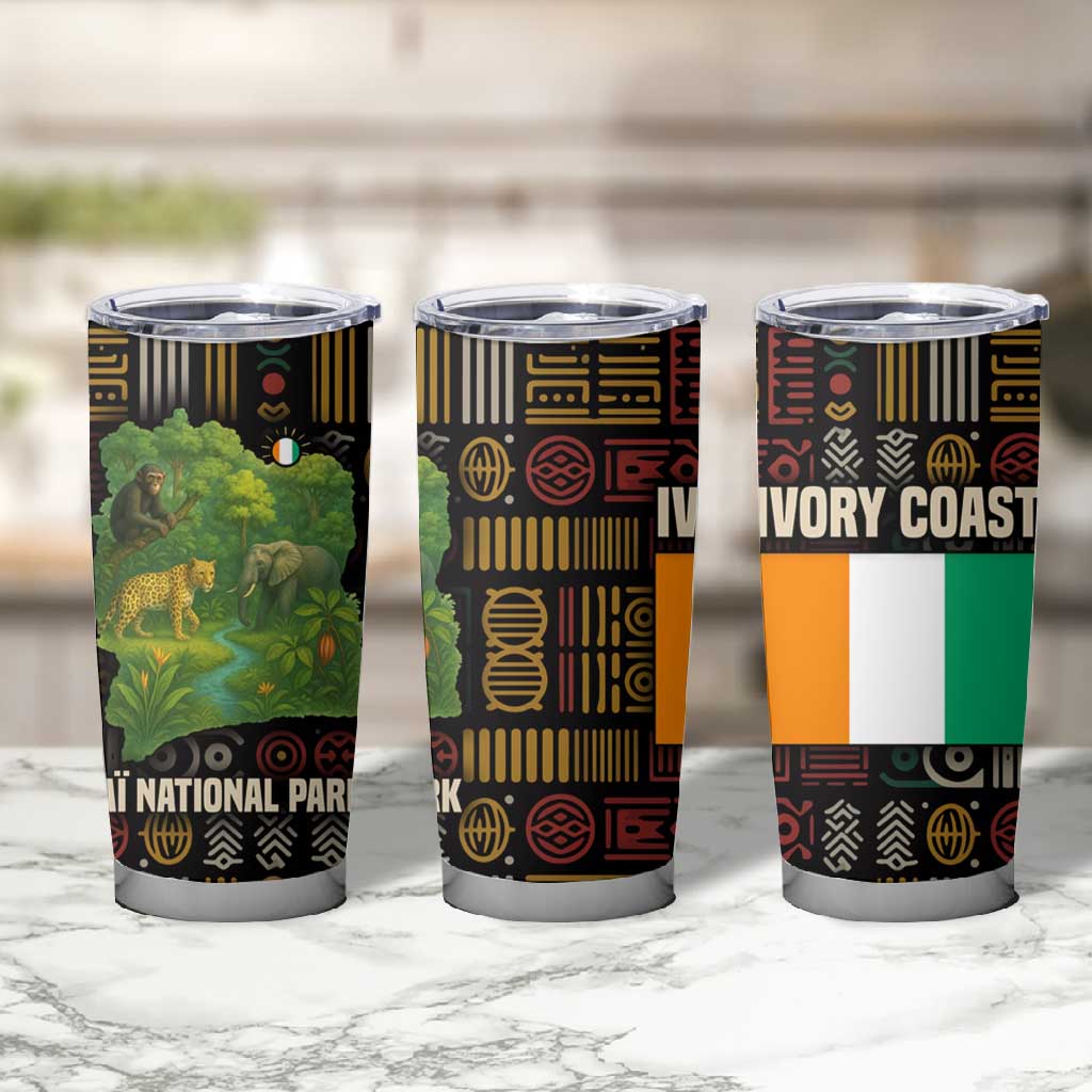 Ivory Coast Tumbler Cup Tai National Park Wildlife Map - African Pride