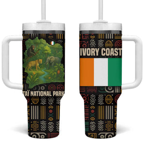 Ivory Coast Tumbler With Handle Tai National Park Wildlife Map - African Pride
