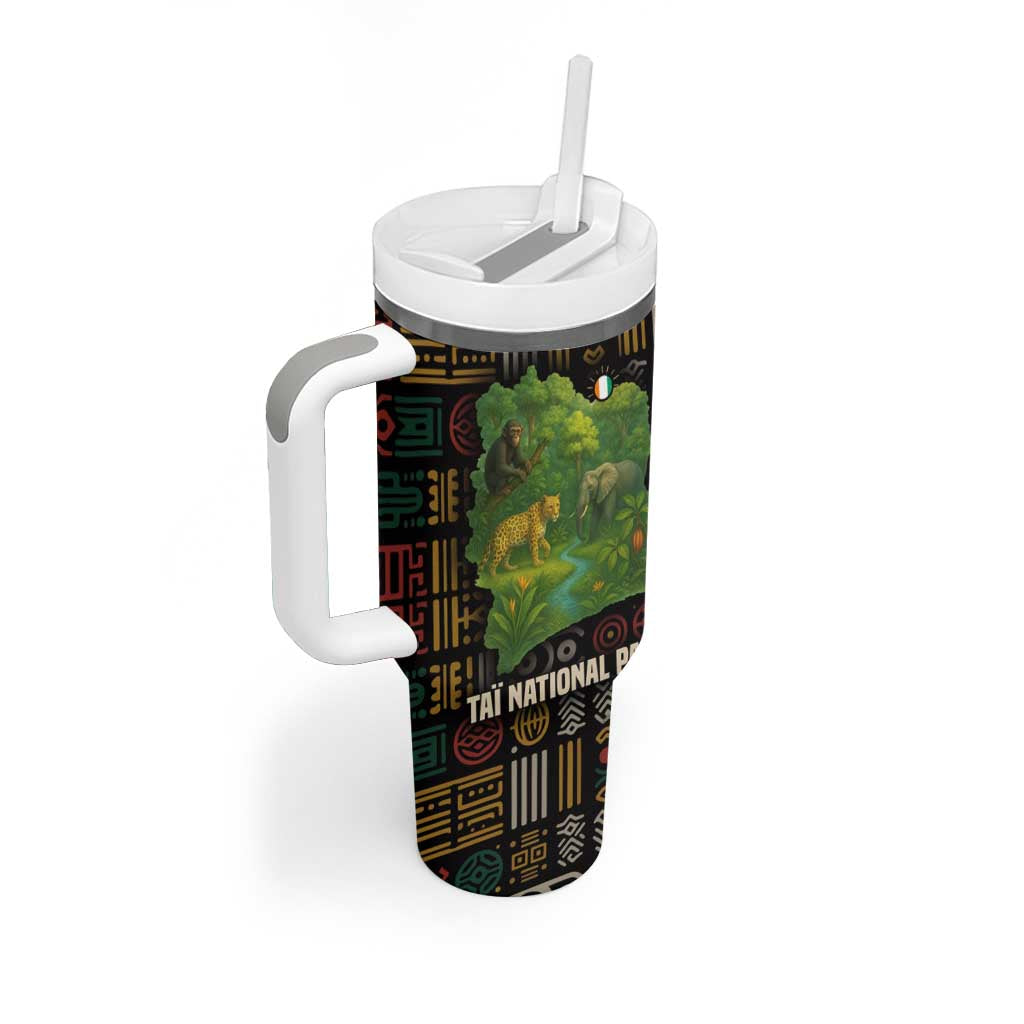 Ivory Coast Tumbler With Handle Tai National Park Wildlife Map - African Pride