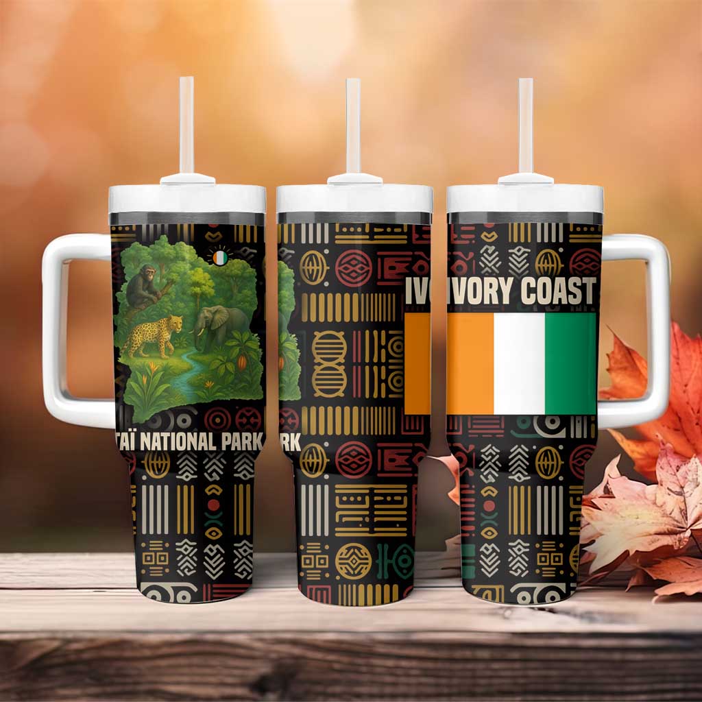 Ivory Coast Tumbler With Handle Tai National Park Wildlife Map - African Pride