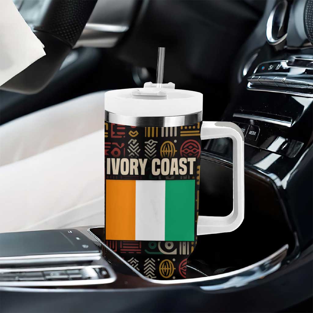Ivory Coast Tumbler With Handle Tai National Park Wildlife Map - African Pride