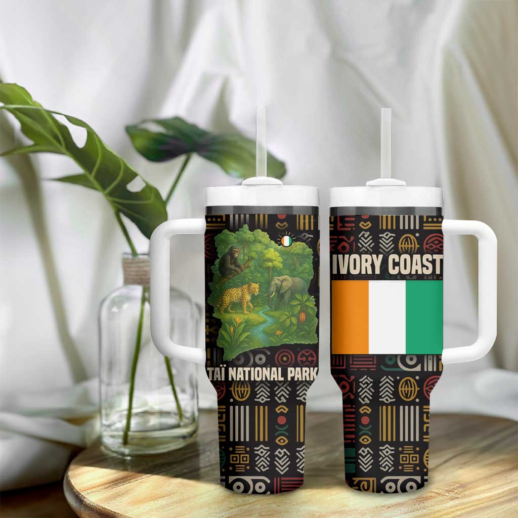 Ivory Coast Tumbler With Handle Tai National Park Wildlife Map - African Pride