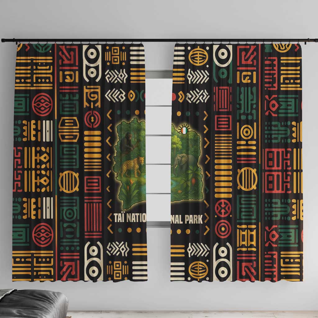 Ivory Coast Window Curtain Tai National Park Wildlife Map - African Pride