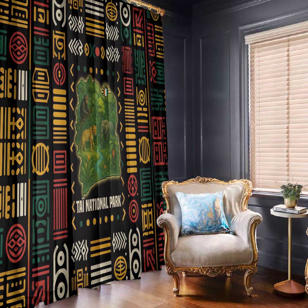 Ivory Coast Window Curtain Tai National Park Wildlife Map - African Pride