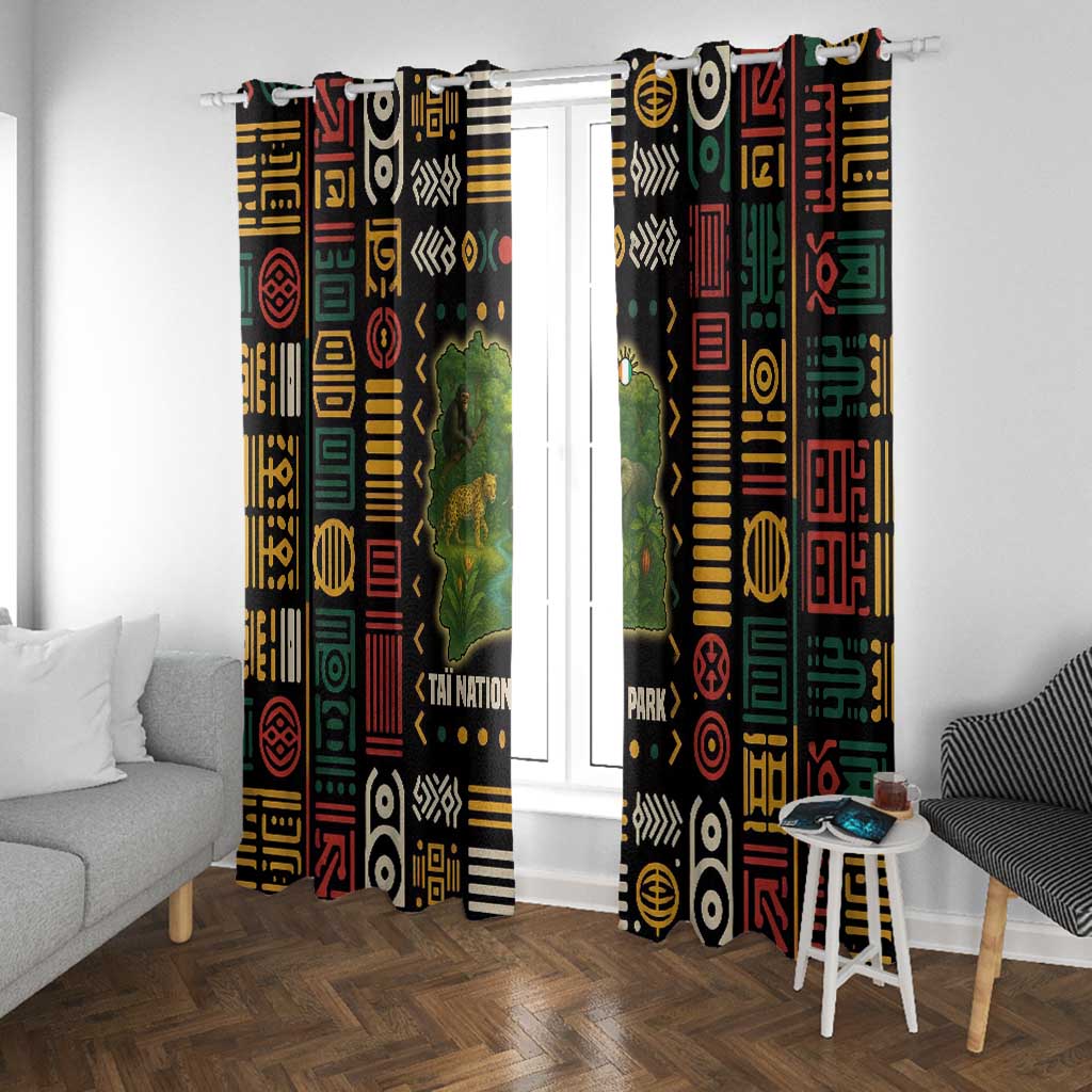 Ivory Coast Window Curtain Tai National Park Wildlife Map - African Pride