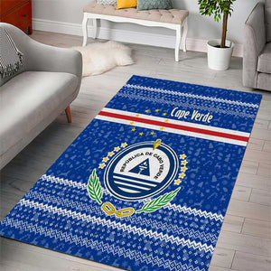 Cape Verde Christmas Area Rug Blue Festive Pattern Sailing Santa and National Emblem Motif - African Pride