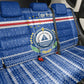 Cape Verde Christmas Back Car Seat Cover Blue Festive Pattern Sailing Santa and National Emblem Motif - African Pride