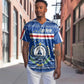 Cape Verde Christmas Baseball Jersey Blue Festive Pattern Sailing Santa and National Emblem Motif - African Pride