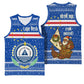Cape Verde Christmas Basketball Jersey Blue Festive Pattern Sailing Santa and National Emblem Motif - African Pride