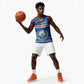 Cape Verde Christmas Basketball Jersey Blue Festive Pattern Sailing Santa and National Emblem Motif - African Pride