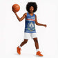 Cape Verde Christmas Basketball Jersey Blue Festive Pattern Sailing Santa and National Emblem Motif - African Pride