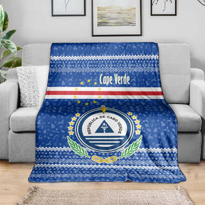 Cape Verde Christmas Blanket Blue Festive Pattern Sailing Santa and National Emblem Motif - African Pride