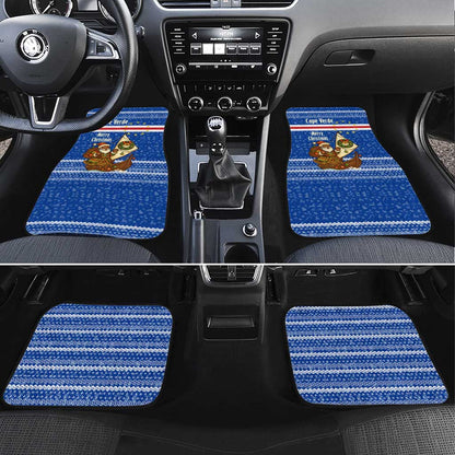 Cape Verde Christmas Car Mats Blue Festive Pattern Sailing Santa and National Emblem Motif - African Pride