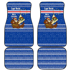Cape Verde Christmas Car Mats Blue Festive Pattern Sailing Santa and National Emblem Motif - African Pride