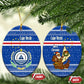 Cape Verde Christmas Ceramic Ornament Blue Festive Pattern Sailing Santa and National Emblem Motif - African Pride