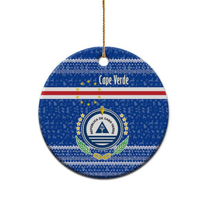 Cape Verde Christmas Ceramic Ornament Blue Festive Pattern Sailing Santa and National Emblem Motif - African Pride
