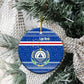 Cape Verde Christmas Ceramic Ornament Blue Festive Pattern Sailing Santa and National Emblem Motif - African Pride