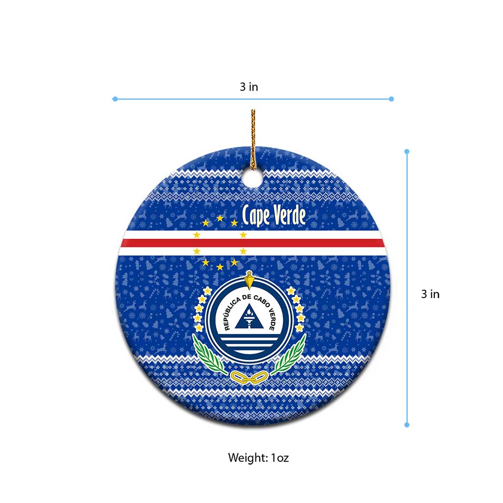 Cape Verde Christmas Ceramic Ornament Blue Festive Pattern Sailing Santa and National Emblem Motif - African Pride