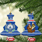 Cape Verde Christmas Ceramic Ornament Blue Festive Pattern Sailing Santa and National Emblem Motif - African Pride