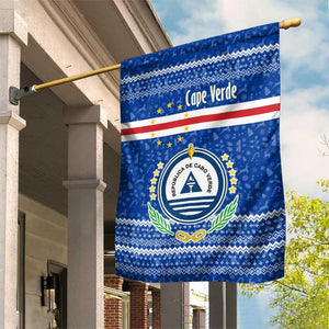 Cape Verde Christmas Garden Flag Blue Festive Pattern Sailing Santa and National Emblem Motif - African Pride