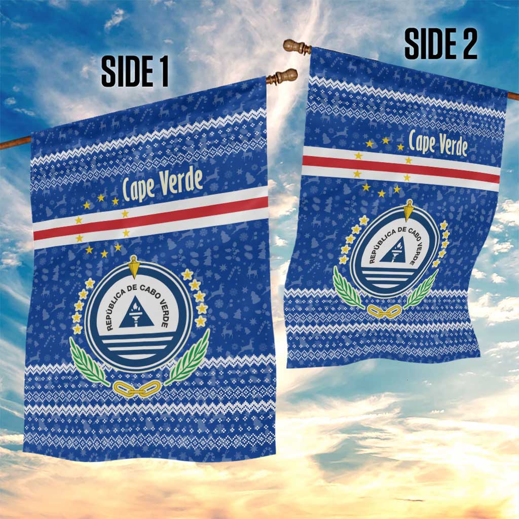 Cape Verde Christmas Garden Flag Blue Festive Pattern Sailing Santa and National Emblem Motif - African Pride